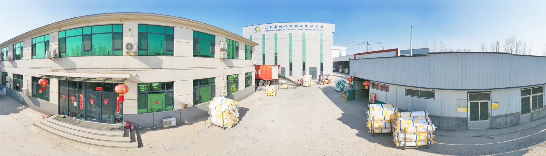 Exterior panoramic view of Jiacheng Netting HDPE plastic netting manufacturing facility in Jinan Shandong China